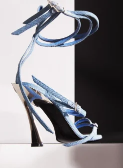 MUGLER Strappy denim Fang 95 sandals