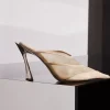 MUGLER Tan mesh Fang 95 mules