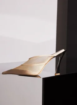 MUGLER Tan mesh Fang 95 mules