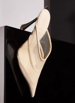 MUGLER Tan mesh Fang 95 mules