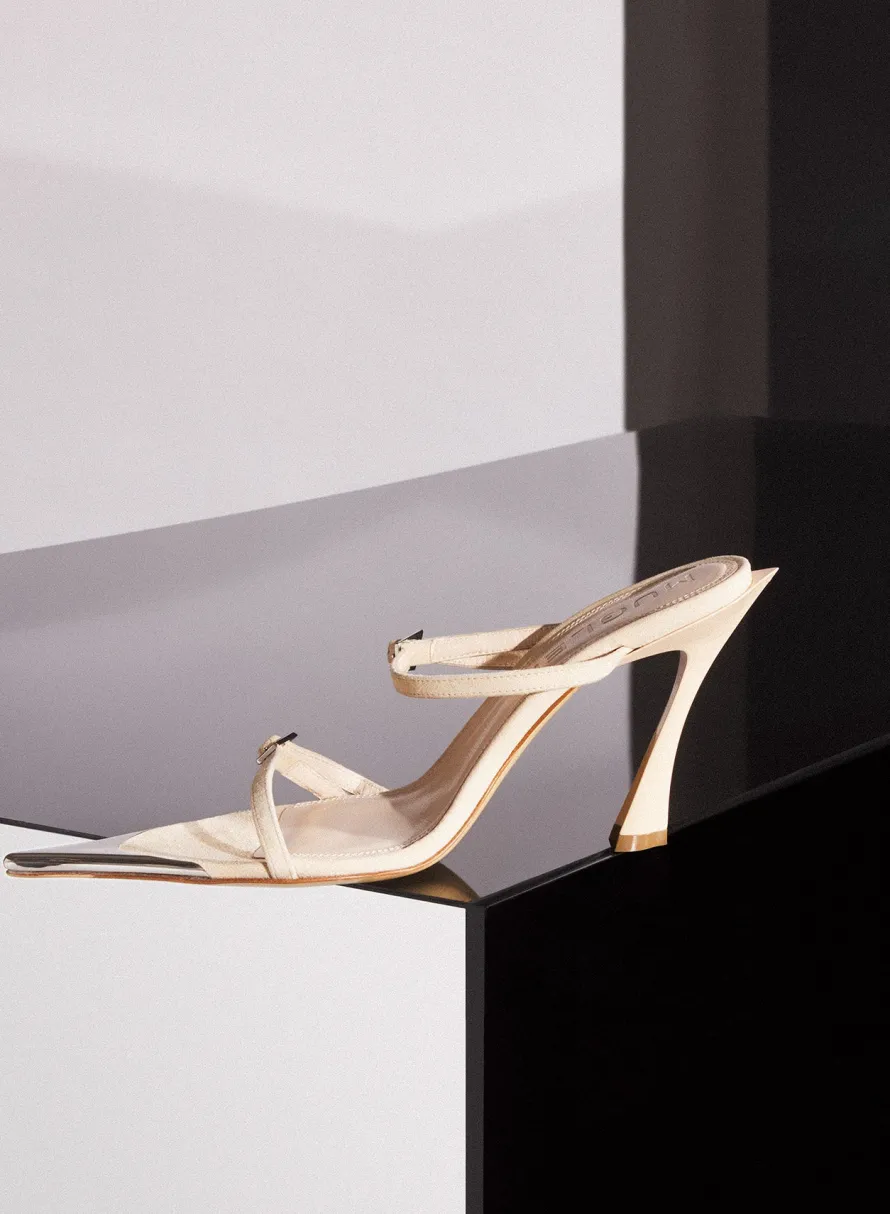 MUGLER Tan suede Fang 95 sandals