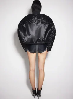 Women MUGLER washed black bi-material denim shorts
