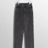 Women MUGLER washed black spiral baggy jeans