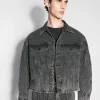 Women MUGLER washed black spiral denim jacket