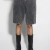 Women MUGLER washed black spiral denim shorts
