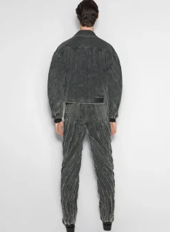 Women MUGLER washed black spiral denim jacket