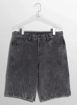 Women MUGLER washed black spiral denim shorts