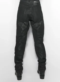 Women MUGLER waxed black spiral baggy jeans