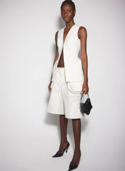 Women MUGLER white corseted pierced vest