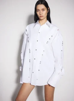 Women MUGLER white poplin button shirt