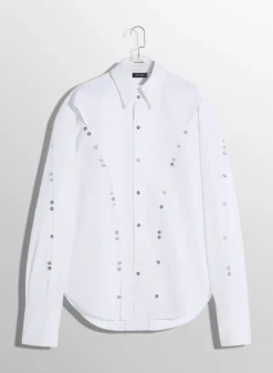 Women MUGLER white poplin button shirt