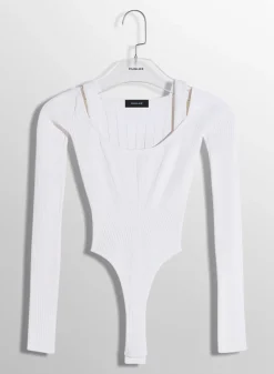 Women MUGLER white sculpting knit bodysuit