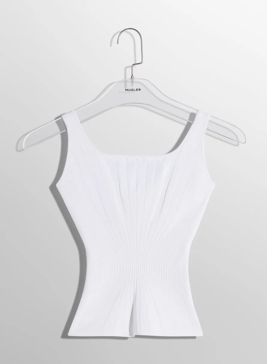 Women MUGLER white sculpting knit tank top